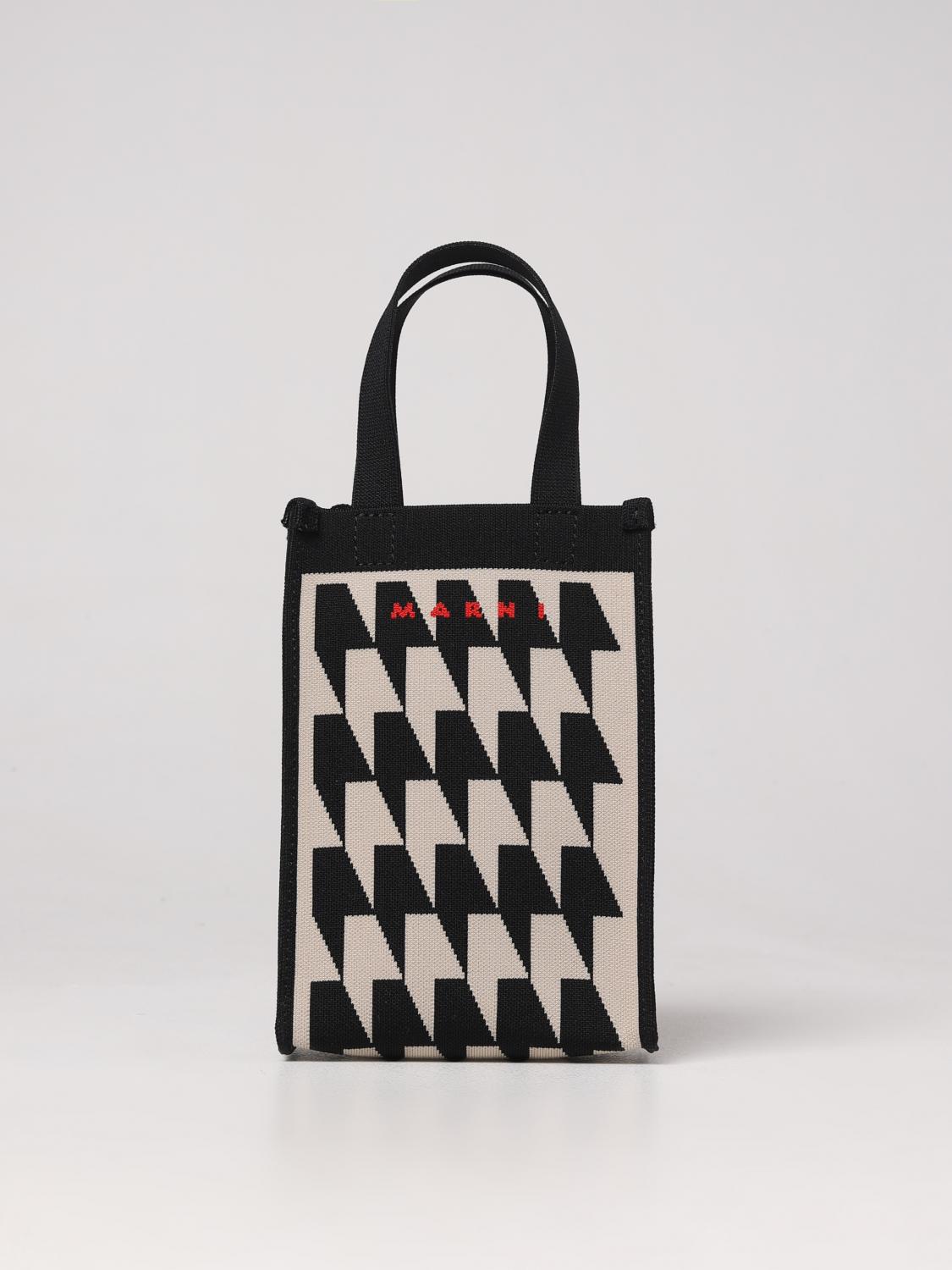 MARNI BORSA MINI: Borsa Marni in tessuto jacquard, Bianco - Img 1