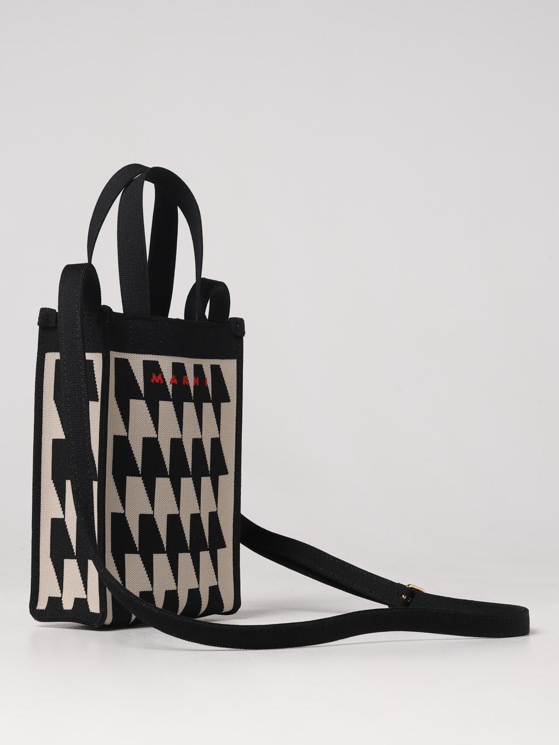 MARNI BORSA MINI: Borsa Marni in tessuto jacquard, Bianco - Img 2