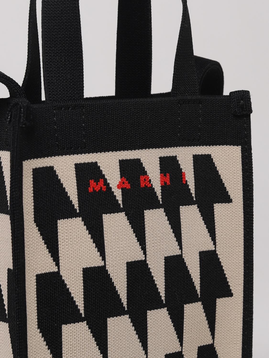 MARNI BORSA MINI: Borsa Marni in tessuto jacquard, Bianco - Img 3