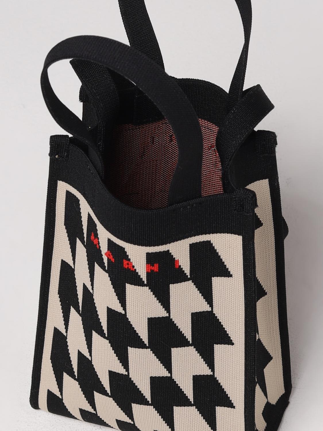 MARNI BORSA MINI: Borsa Marni in tessuto jacquard, Bianco - Img 4