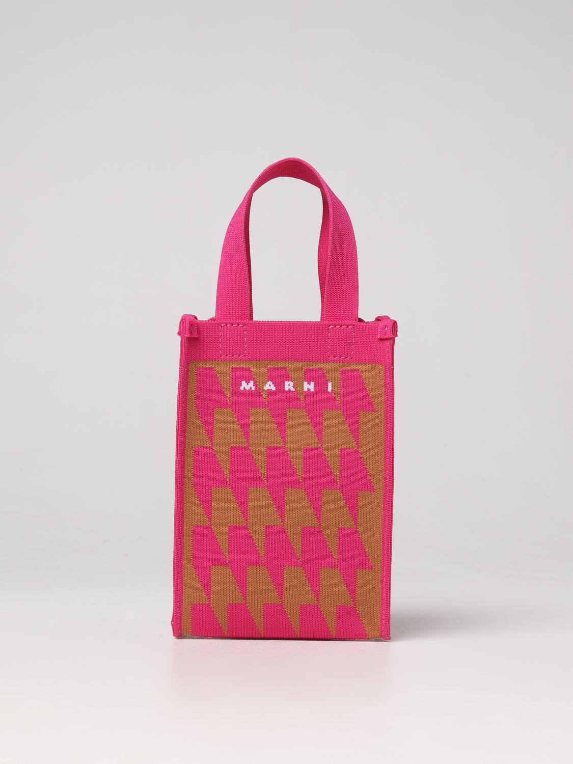 MARNI BORSA MINI: Borsa Marni in tessuto jacquard, Rosa - Img 1