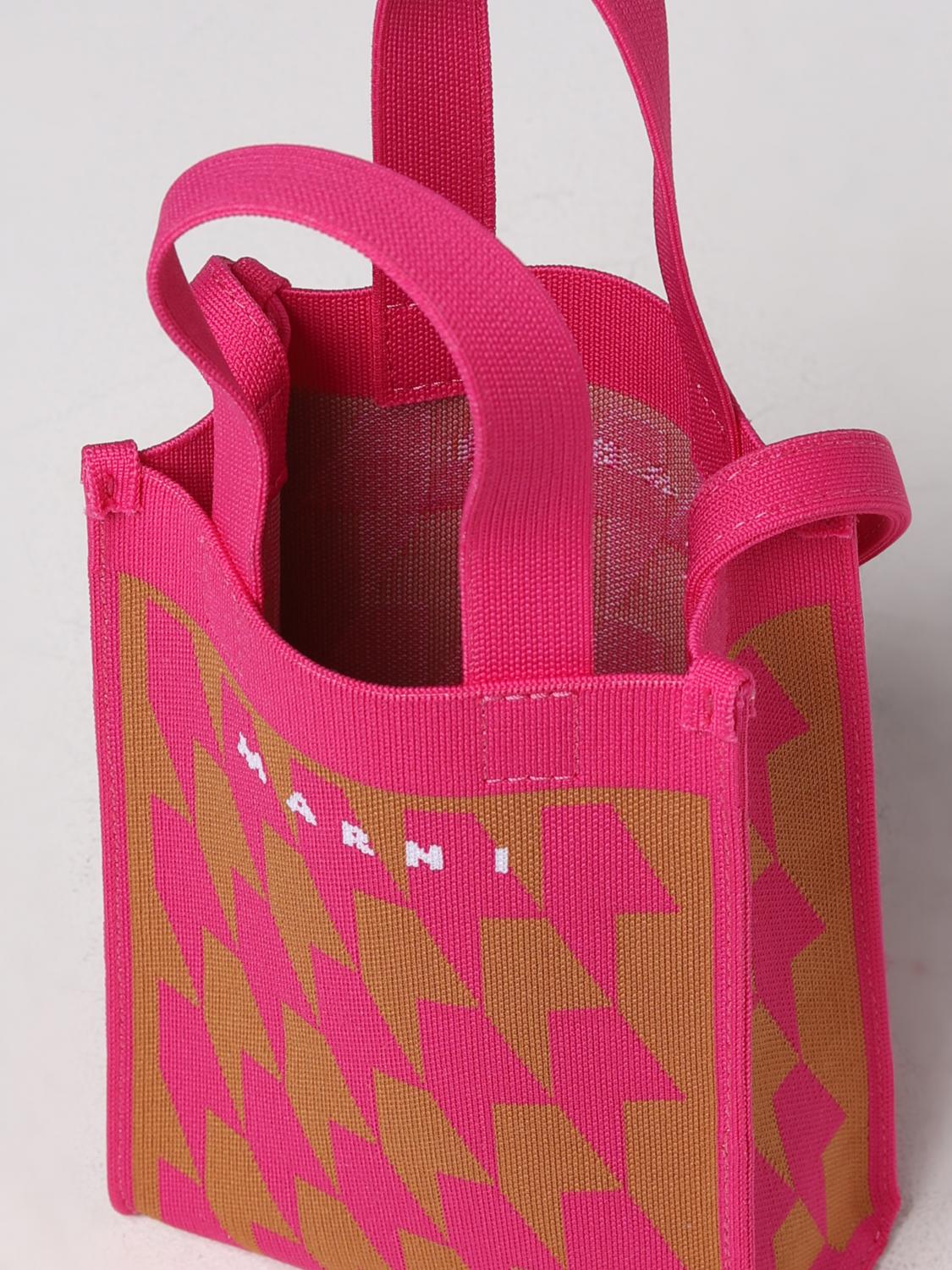 MARNI BORSA MINI: Borsa Marni in tessuto jacquard, Rosa - Img 4