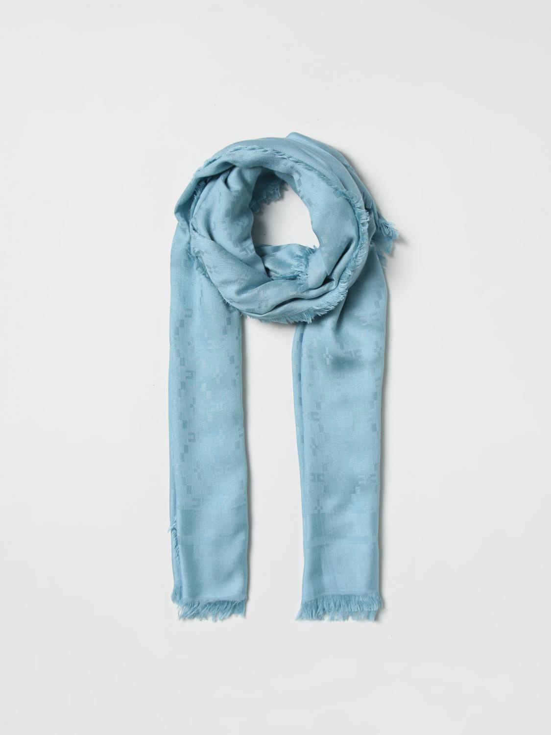 ELISABETTA FRANCHI SCIARPA: Sciarpa Elisabetta Franchi in tessuto con logo jacquard, Azzurro - Img 2
