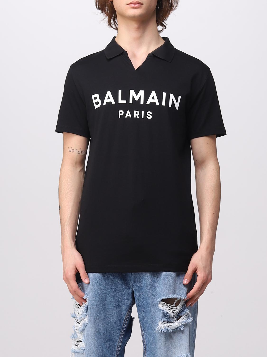 Polo Shirt Balmain Shirt Heren Cotton Polo Shirt With Leather
