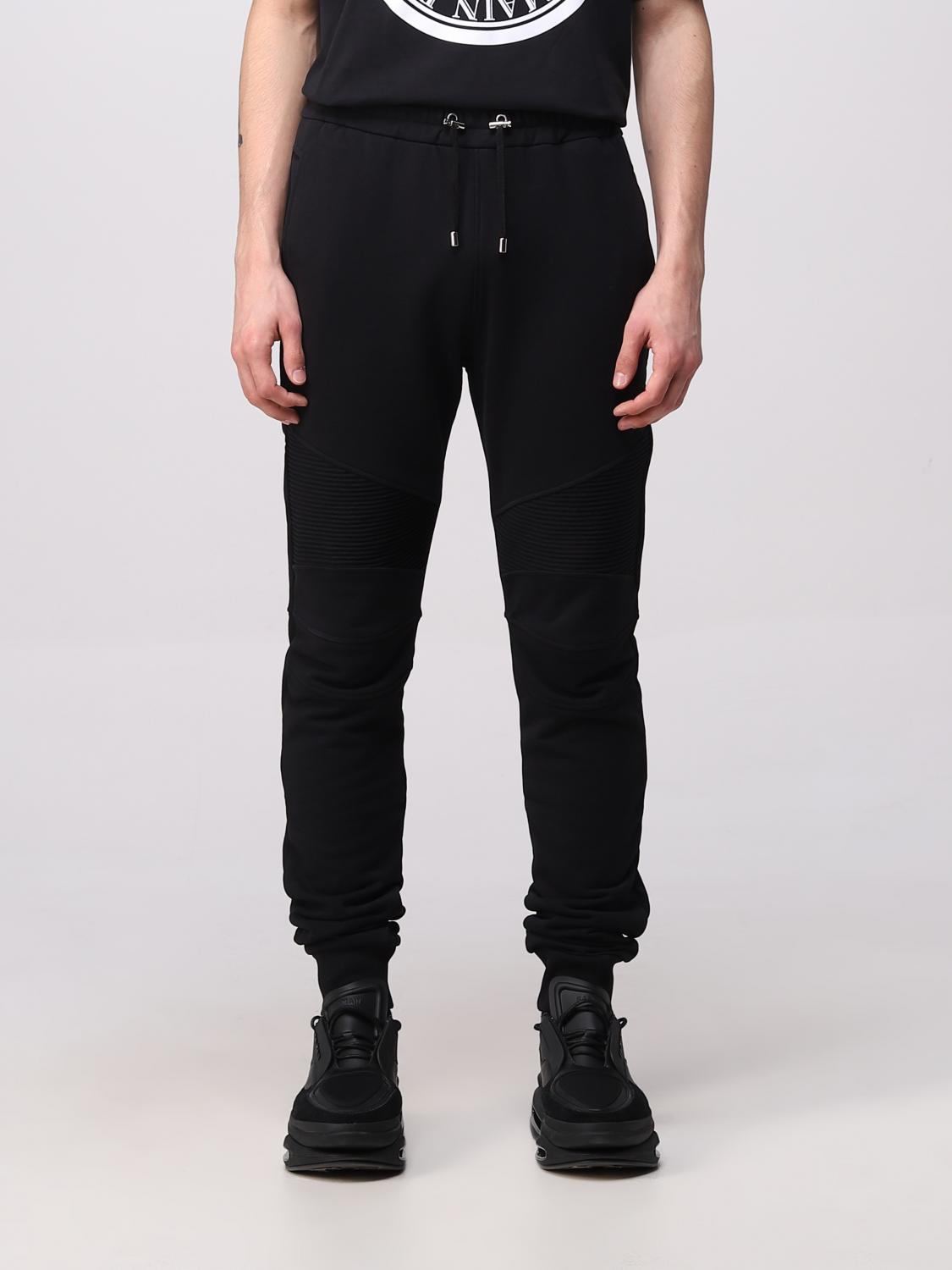 BALMAIN: cotton joggers Black Balmain pants YH1OB000BB04