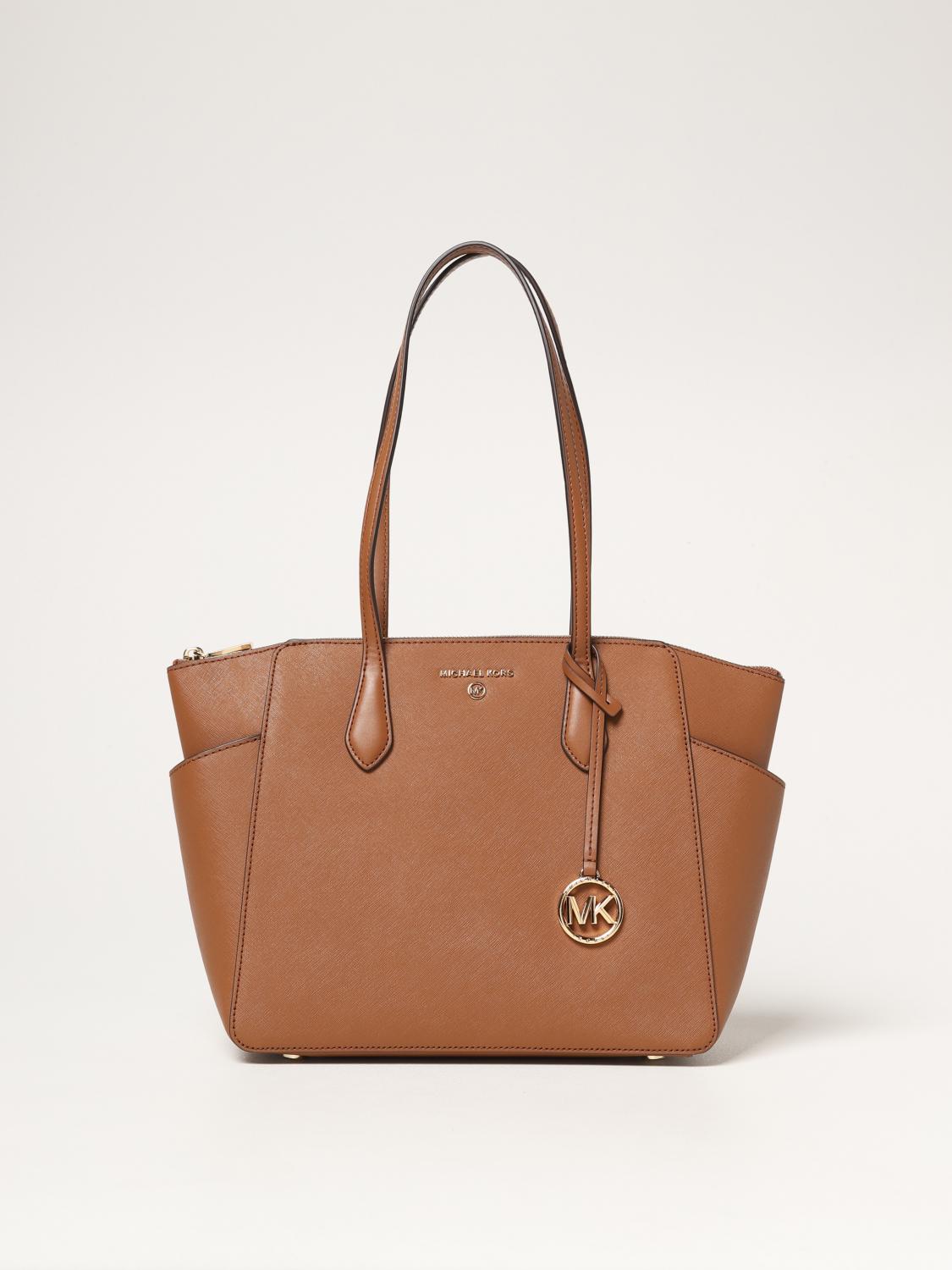 Beige Michael Kors Tote Online Charlotte Large Logo And Leather