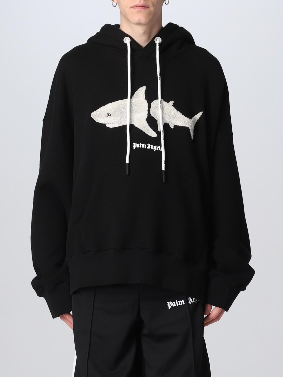 PALM ANGELS FELPA: Felpa oversize Shark Palm Angels, Nero - Img 1