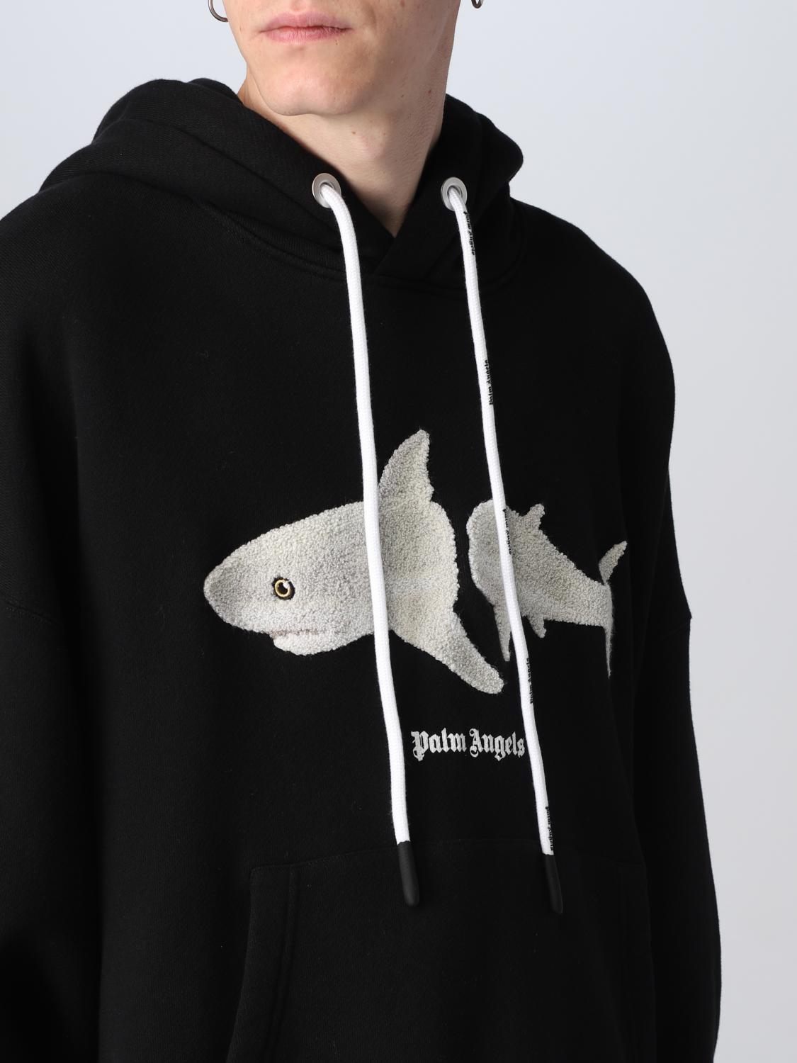 PALM ANGELS FELPA: Felpa oversize Shark Palm Angels, Nero - Img 5