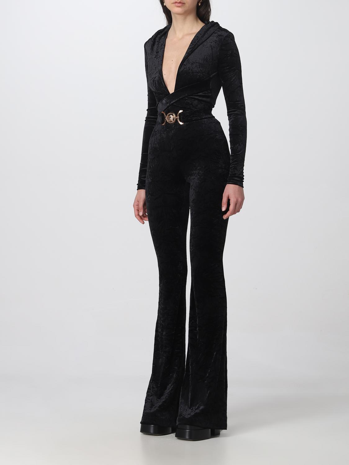 VERSACE JUMPSUIT: Velvet Medusa Biggie Versace jumpsuit, Black - Img 3