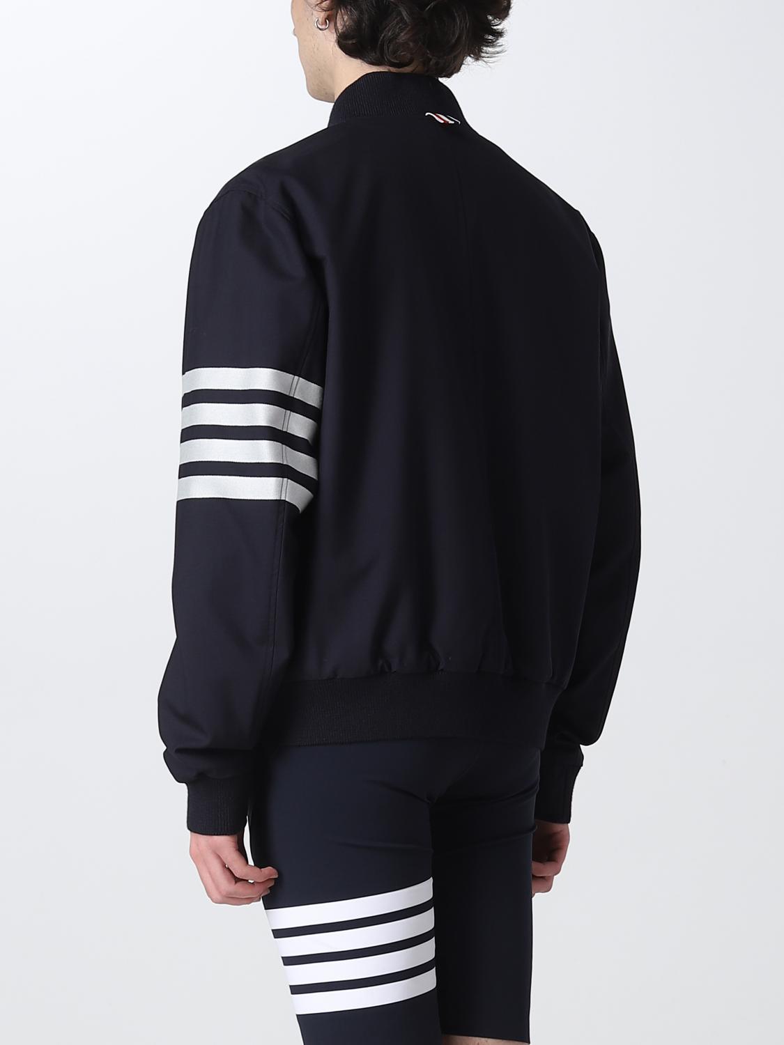 THOM BROWNE JACKET: Thom Browne bomber jacket in wool, Blue - Img 3