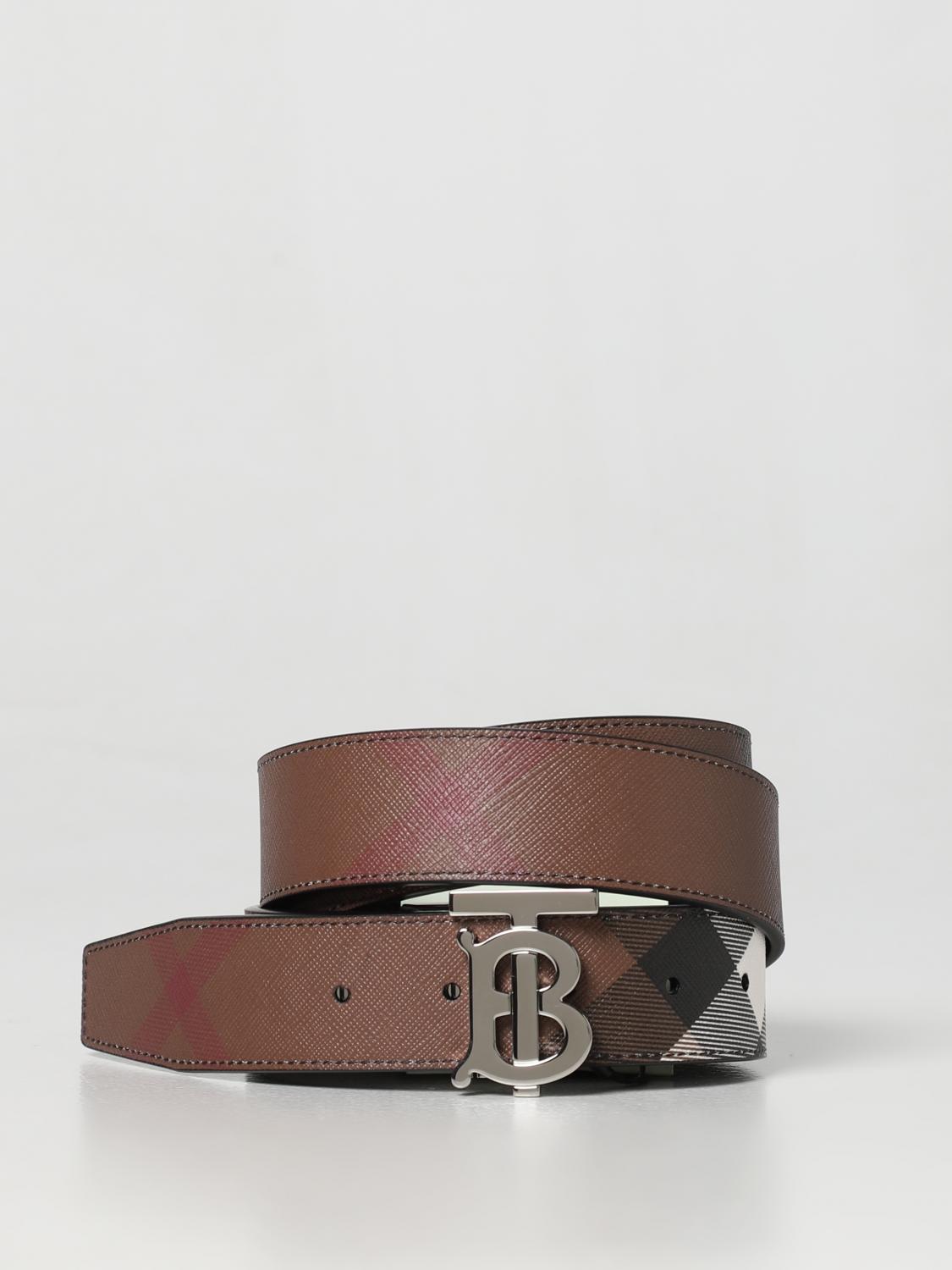 BURBERRY BELT: Burberry reversible belt in leather and coated fabric, Brown - Img 1