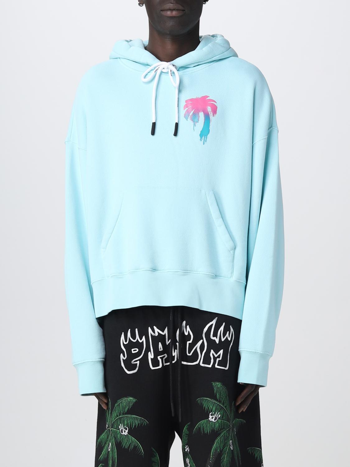 PALM ANGELS FELPA: Felpa Palm Angels in cotone, Blue - Img 1