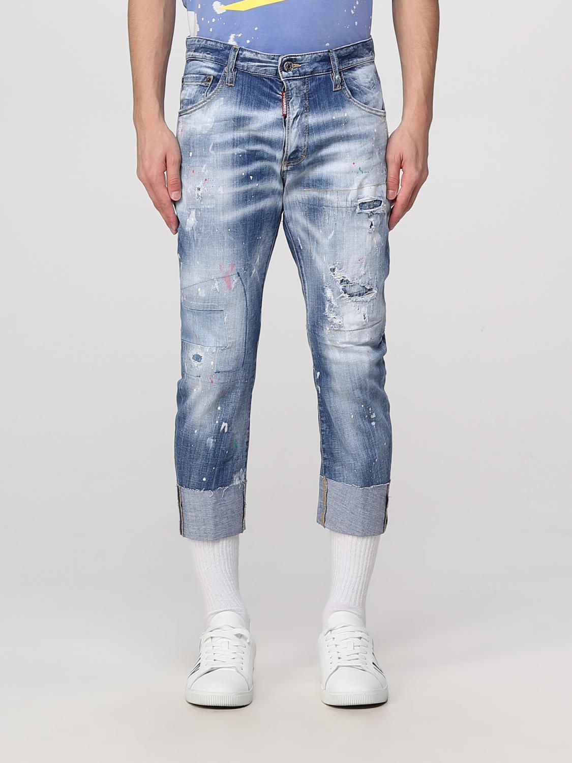 DSQUARED2 JEANS: Jeans Dsquared2 in denim effetto used, Blue Navy - Img 1