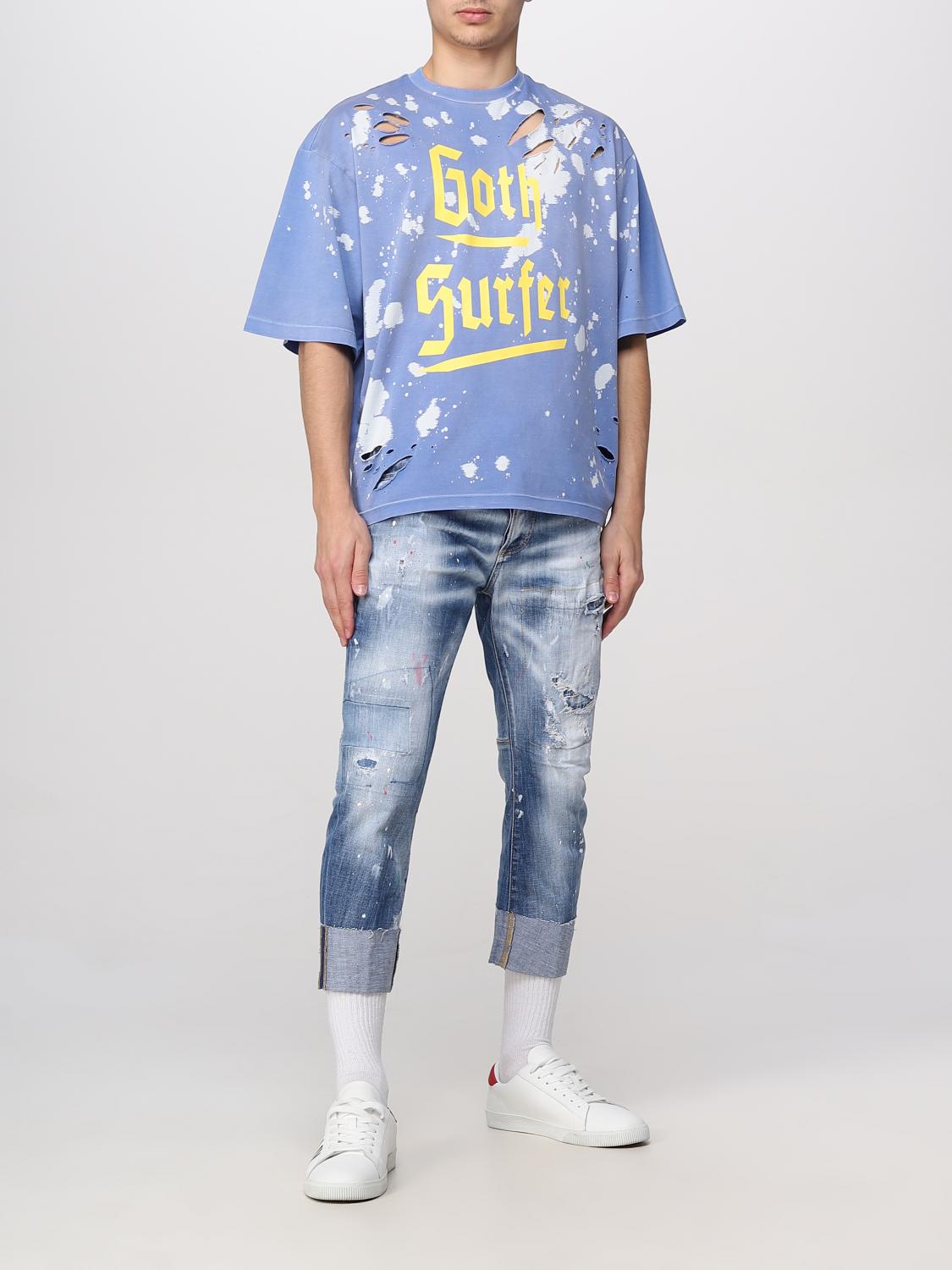 DSQUARED2 JEANS: Jeans Dsquared2 in denim effetto used, Blue Navy - Img 2