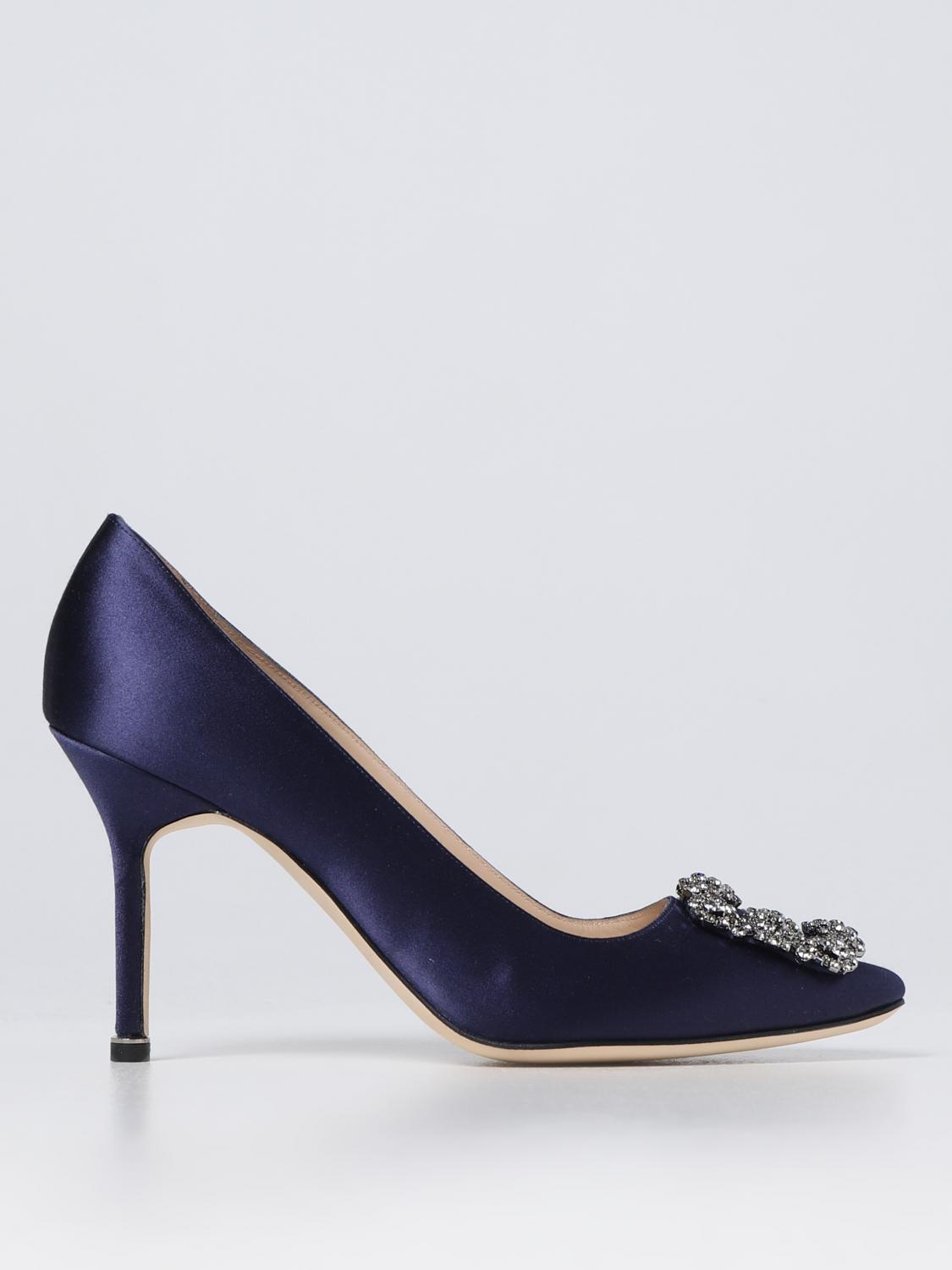 MANOLO BLAHNIK PUMPS: Hangisi Manolo Blahnik décolleté in satin, Blue - Img 1