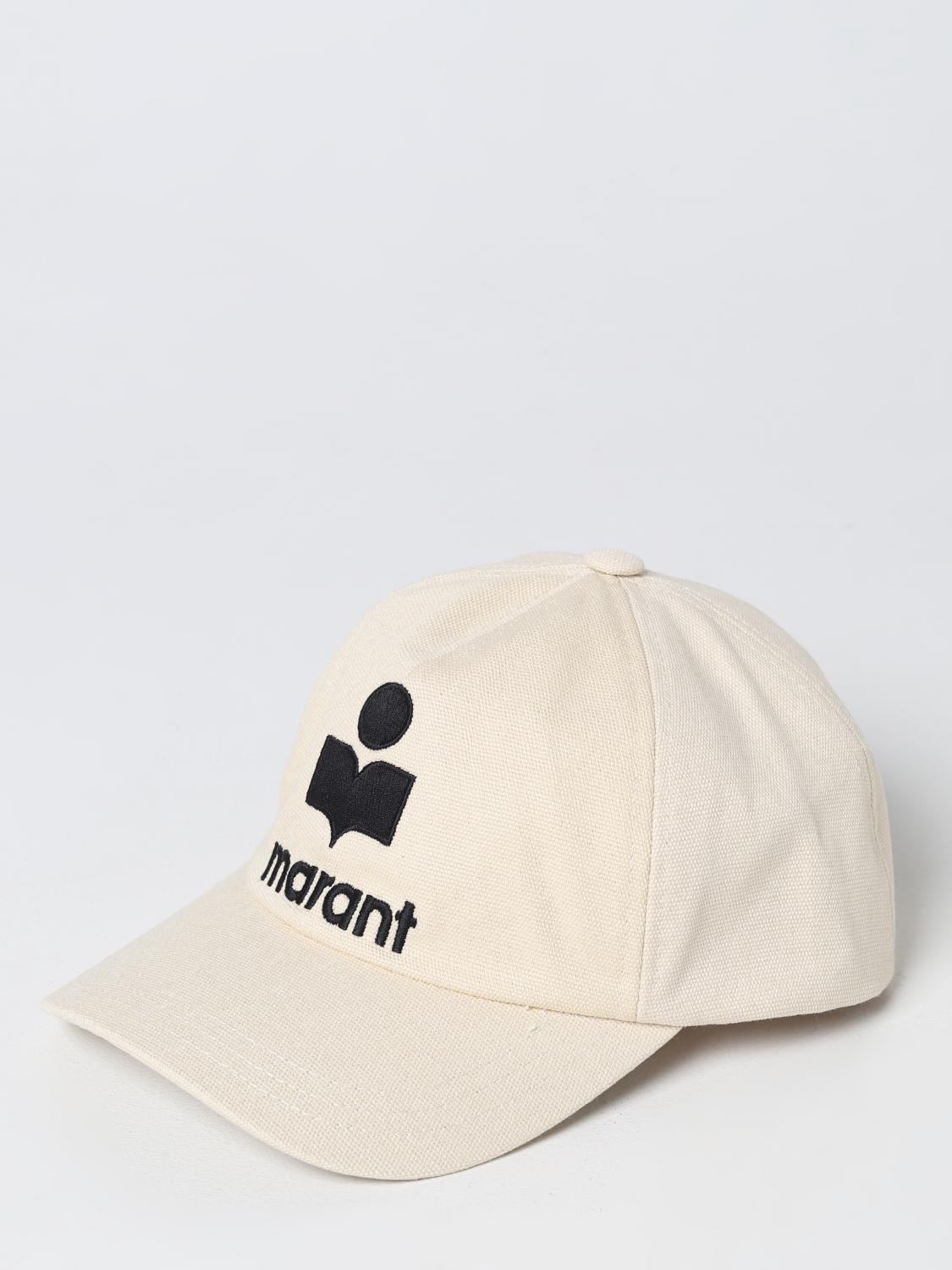 ISABEL MARANT CAPPELLO: Cappello Isabel Marant in cotone con logo, Avorio - Img 1