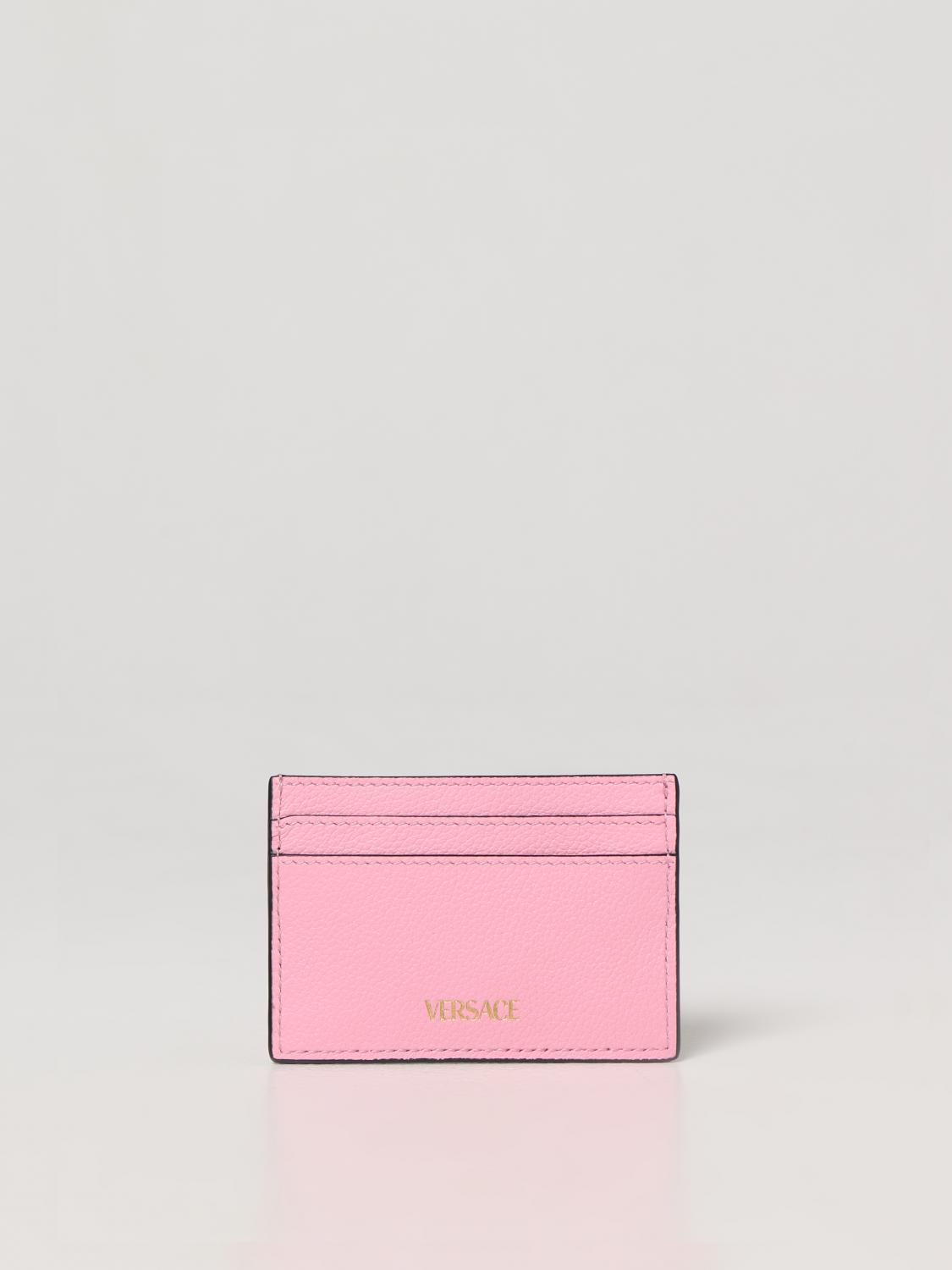 VERSACE PORTAFOGLIO: Portacarte Medusa Versace in pelle a micro grana, Rosa - Img 2