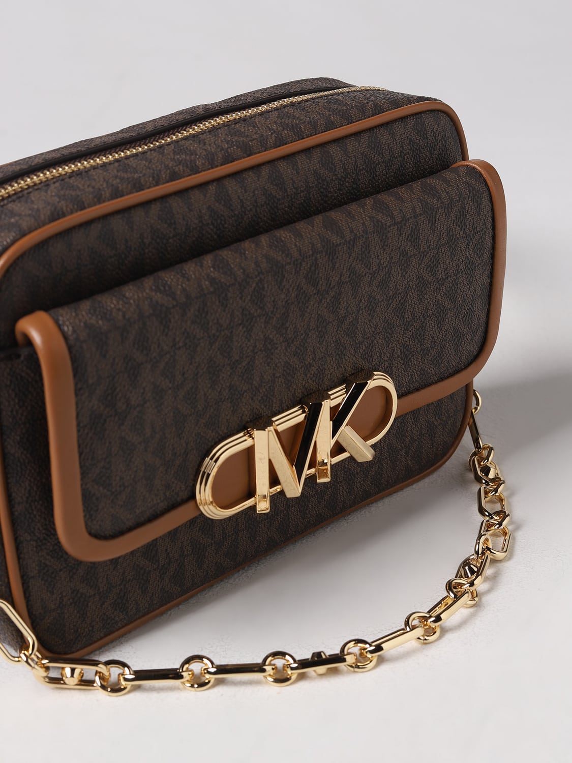MICHAEL KORS CROSSBODY BAG: Michael Kors Parker bag in coated fabric, Brown - Img 4