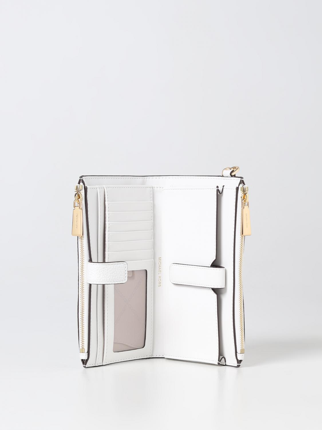 MICHAEL KORS BORSA MINI: Borsa wallet Michael Kors in pelle a grana, Bianco - Img 2