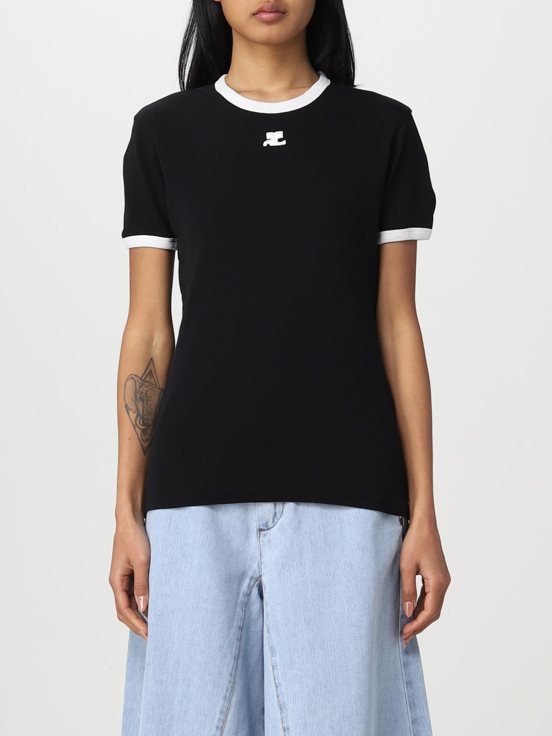 COURRÈGES T-SHIRTS: T-shirt Bumby Reedition Courrèges in cotone, Nero - Img 1
