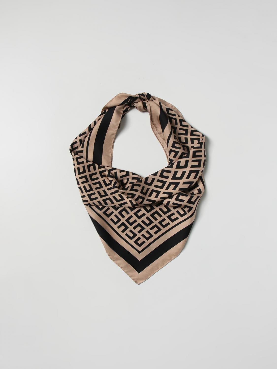 ELISABETTA FRANCHI FOULARD: Foulard Elisabetta Franchi in seta con logo all over, Tortora - Img 2