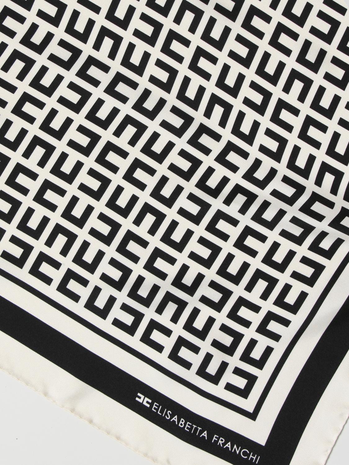 ELISABETTA FRANCHI FOULARD: Foulard Elisabetta Franchi in seta con logo all over, Burro - Img 3