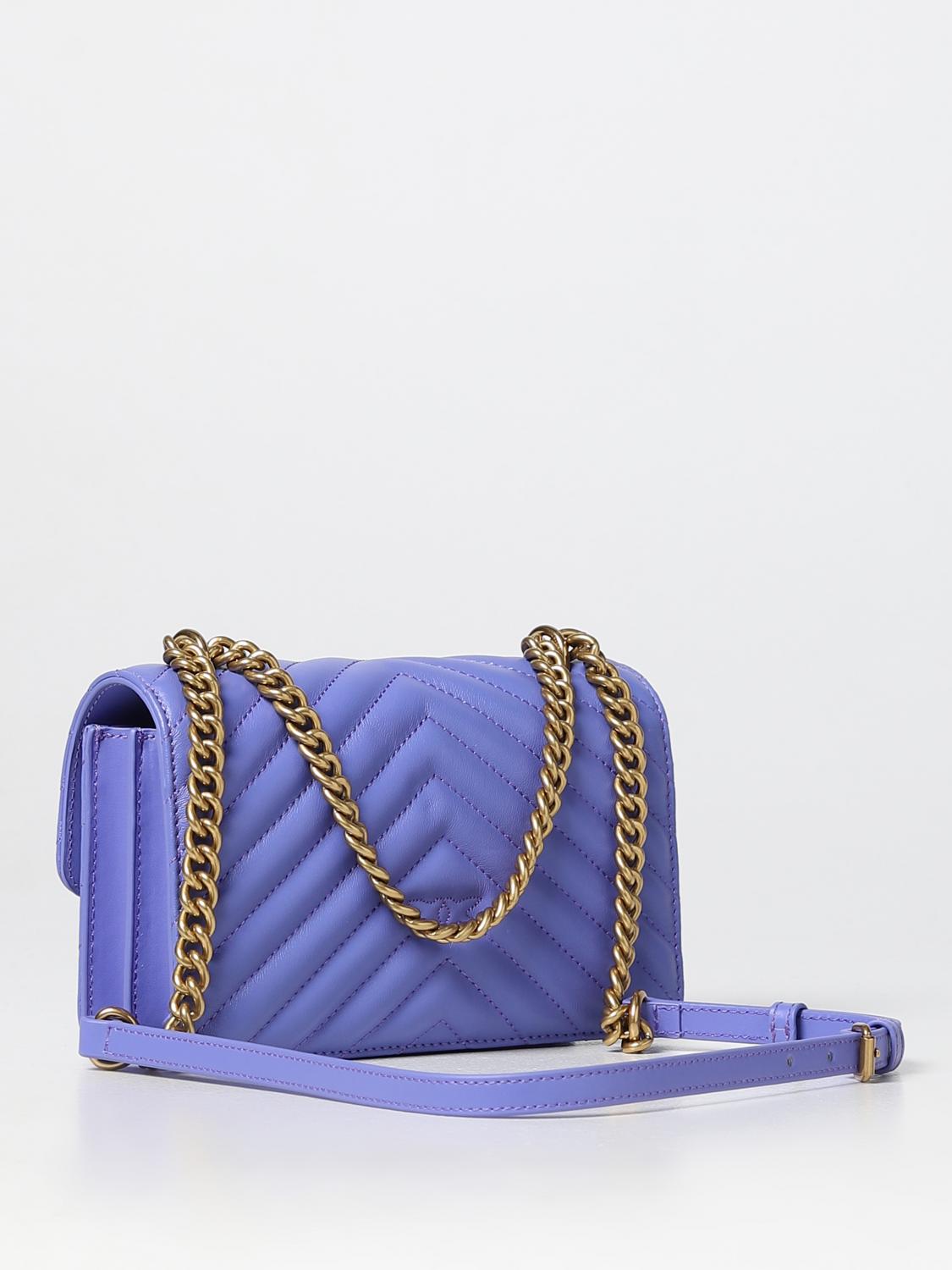PINKO BORSA MINI: Borsa Love One Mini Pinko in nappa trapuntata chevron , Blue - Img 2