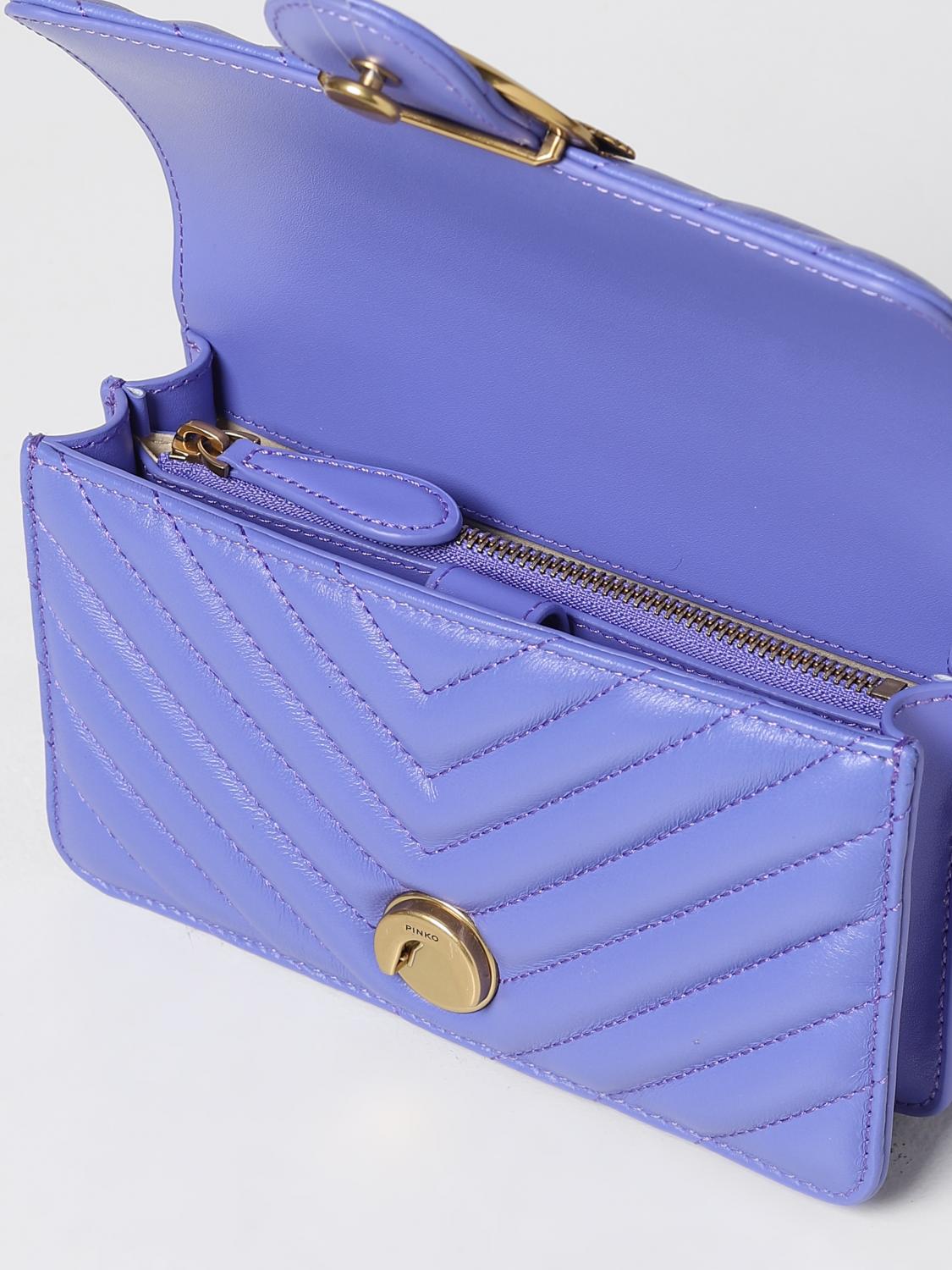 PINKO BORSA MINI: Borsa Love One Mini Pinko in nappa trapuntata chevron , Blue - Img 3