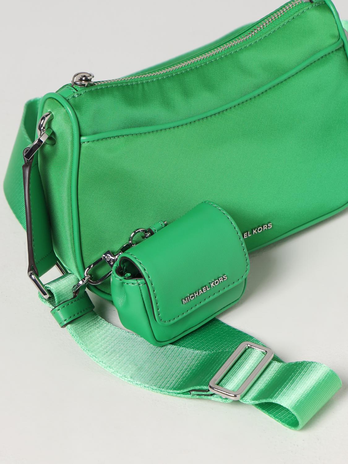 MICHAEL KORS BORSA MINI: Borsa Michael Kors in nylon con custodia amovibile per Airpods Pro®, Verde - Img 3