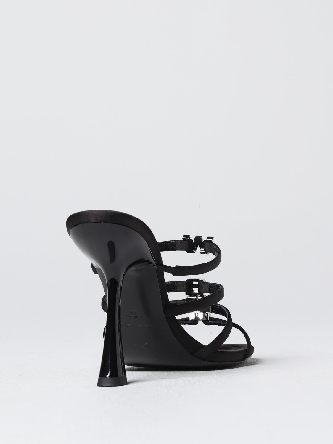 Alexander Wang Nala sandals in satin with metal logo - Black