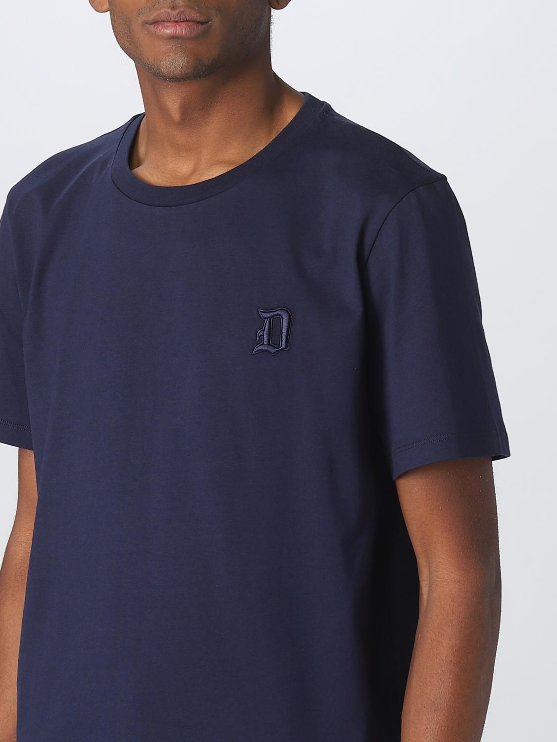 DONDUP: cotton T-shirt with embroidered monogram - Blue