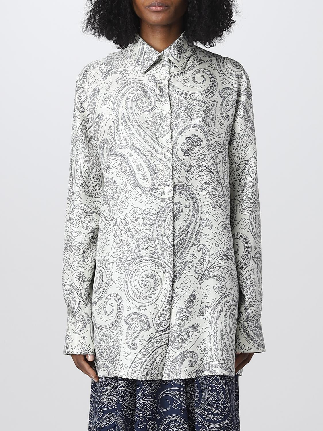 ETRO SHIRT: Etro shirt in silk with all over Paisley print, White - Img 1