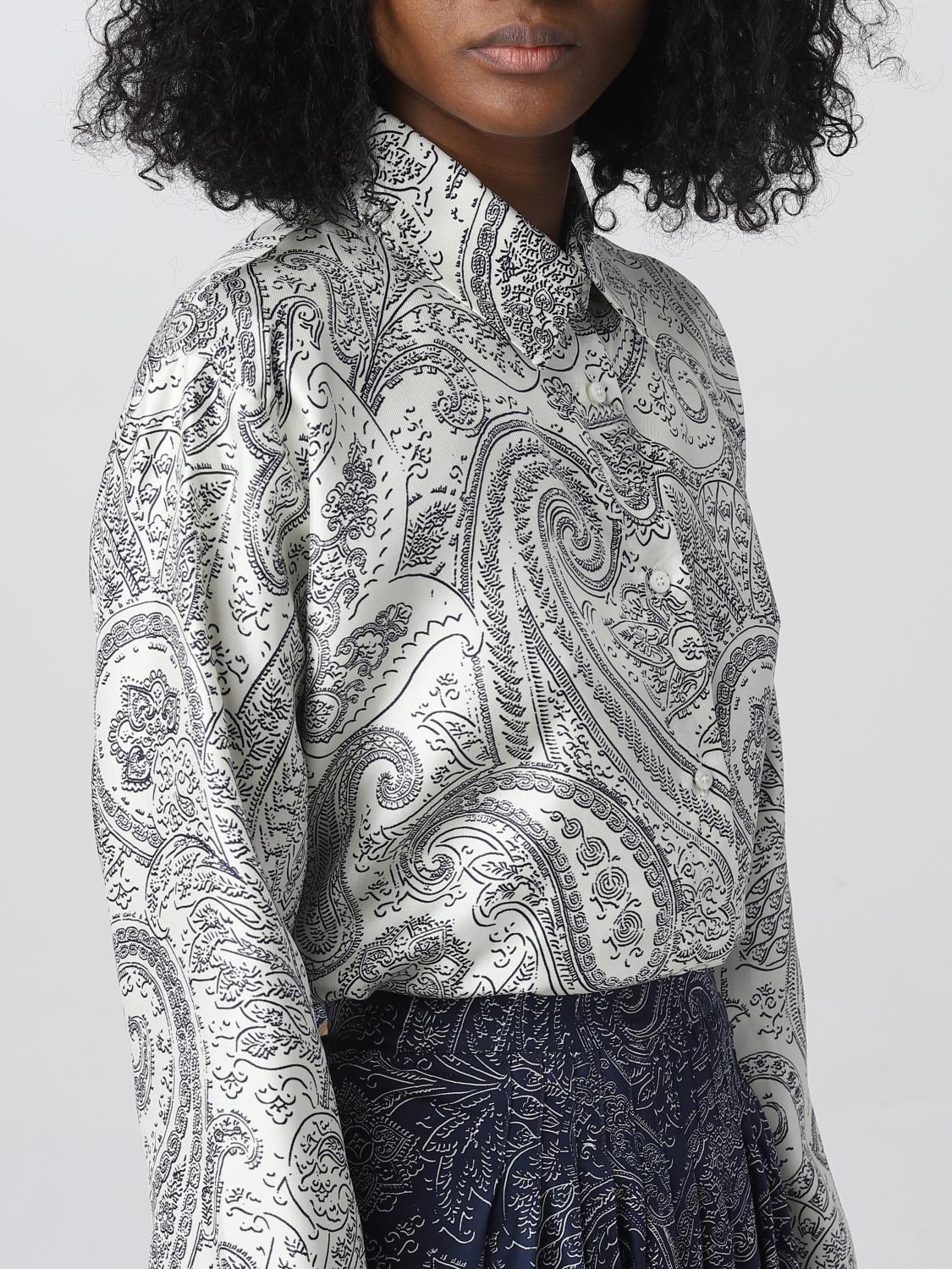 ETRO SHIRT: Etro shirt in silk with all over Paisley print, White - Img 5