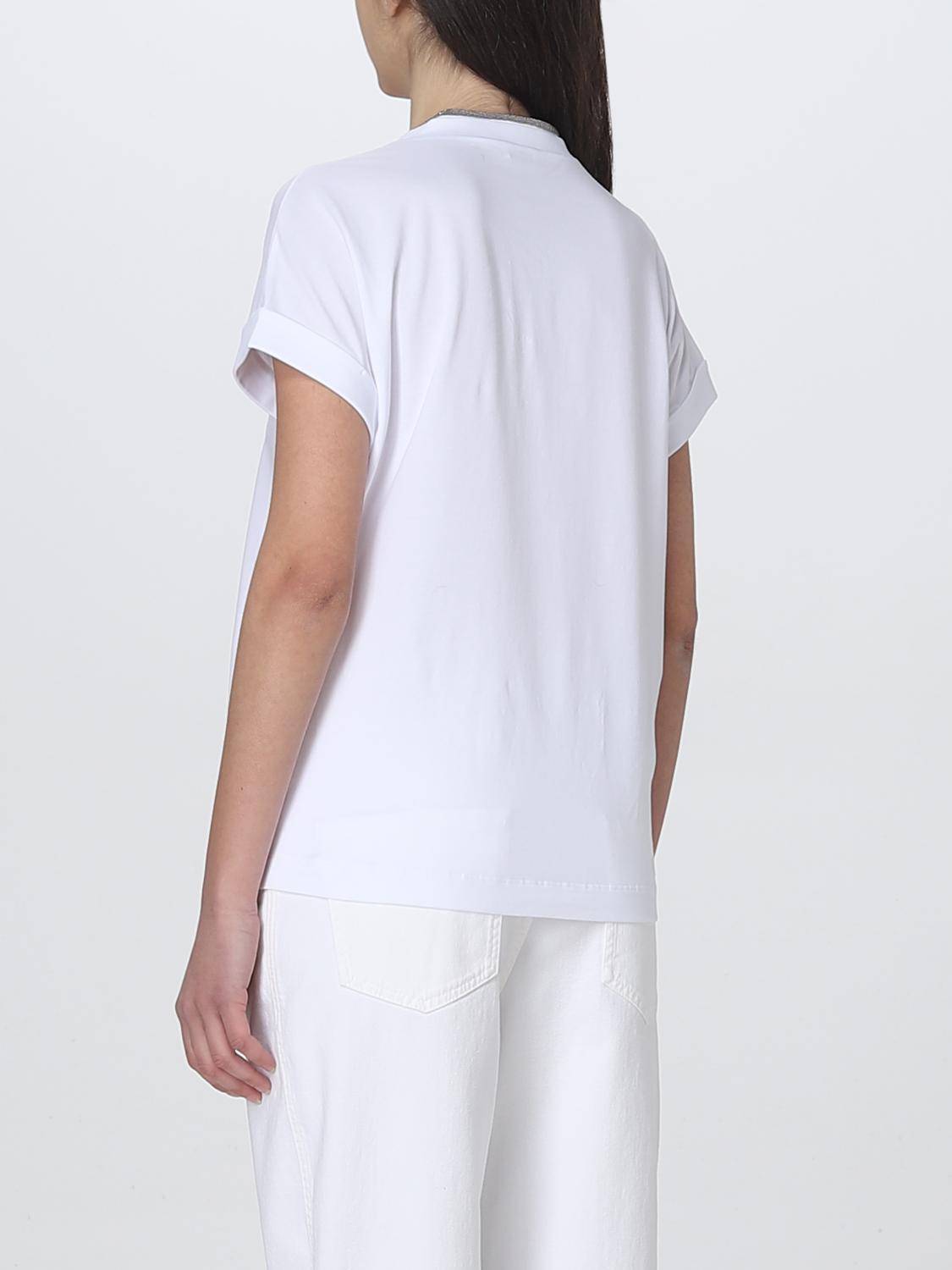 BRUNELLO CUCINELLI T-SHIRTS: T-shirt Brunello Cucinelli in cotone con monile, Bianco - Img 3