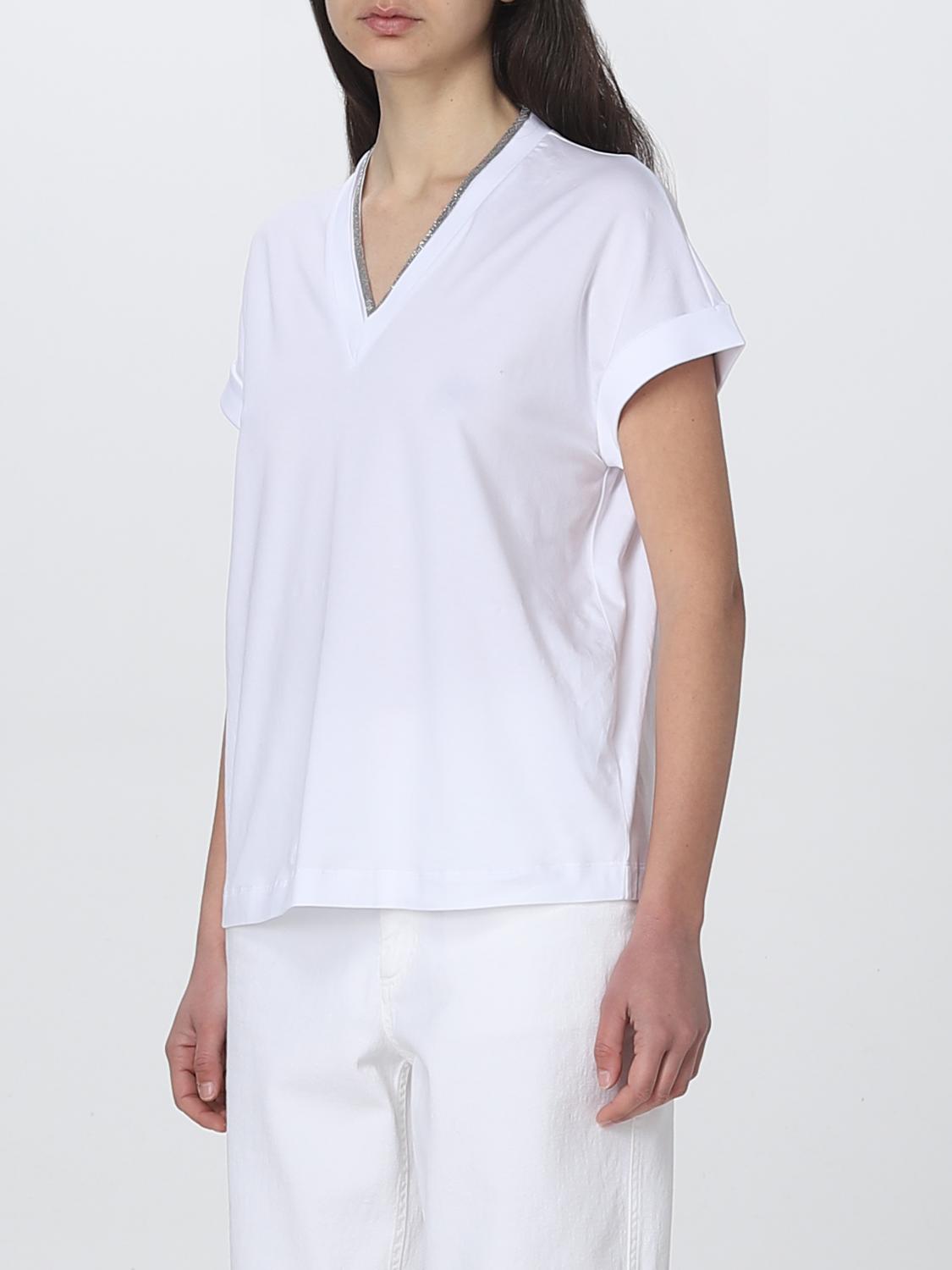 BRUNELLO CUCINELLI T-SHIRTS: T-shirt Brunello Cucinelli in cotone con monile, Bianco - Img 4