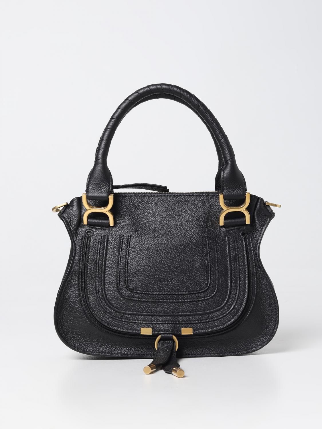 CHLOÉ HANDBAG: Marcie Chloé bag in grained leather, Black - Img 1