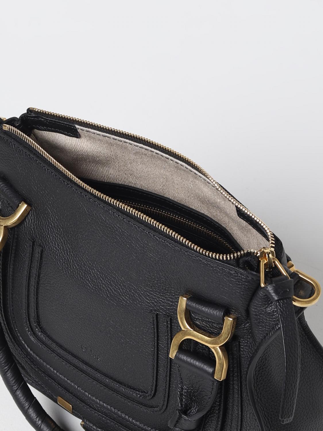 CHLOÉ HANDBAG: Marcie Chloé bag in grained leather, Black - Img 4