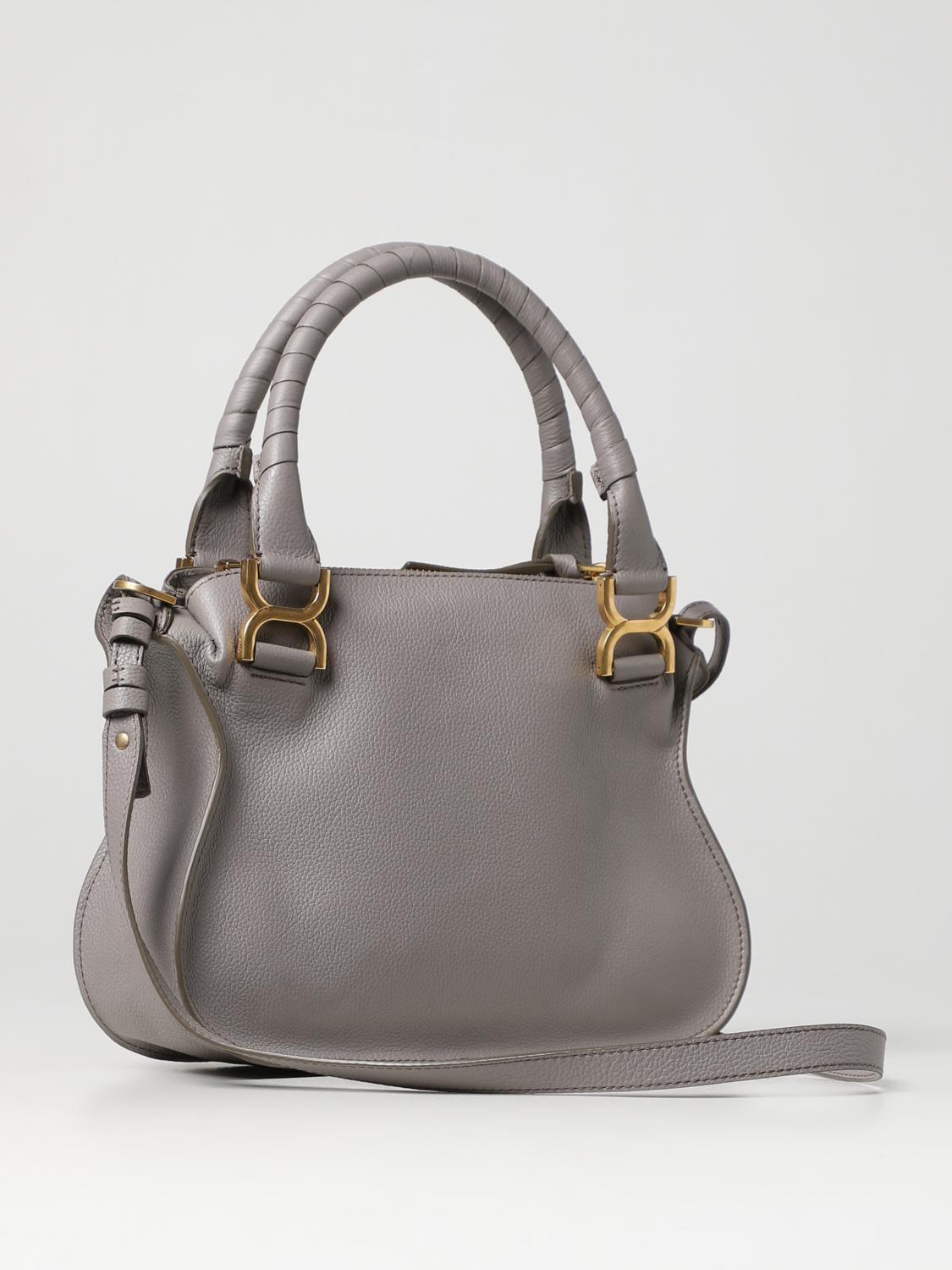 CHLOÉ HANDBAG: Marcie Chloé bag in grained leather, Grey - Img 2