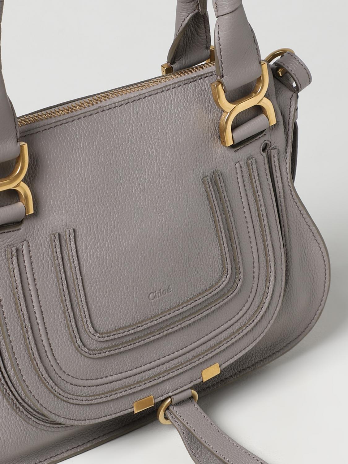 CHLOÉ HANDBAG: Marcie Chloé bag in grained leather, Grey - Img 3