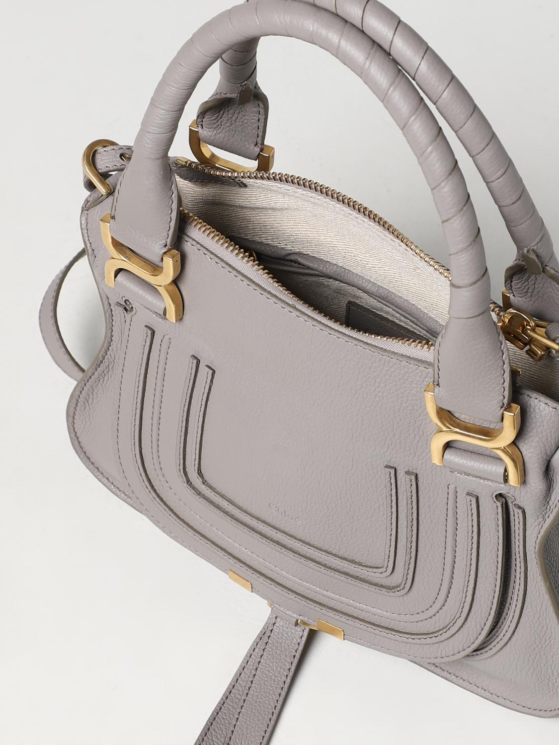 CHLOÉ HANDBAG: Marcie Chloé bag in grained leather, Grey - Img 4