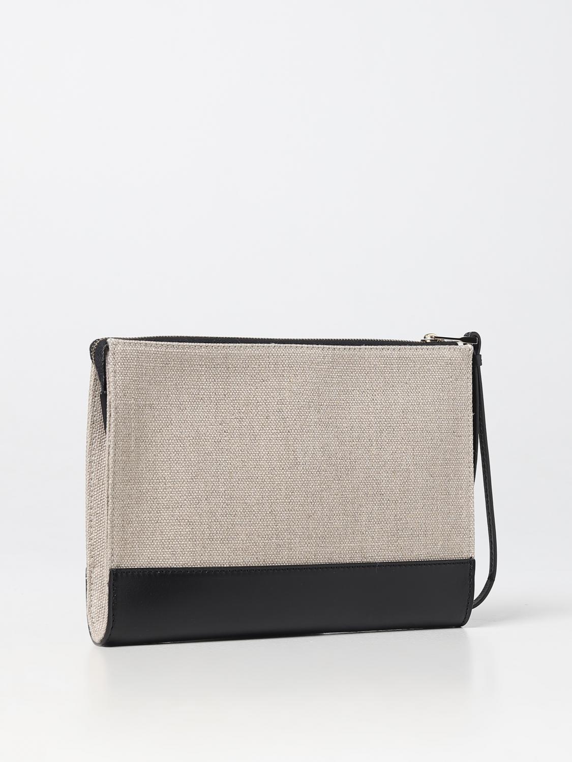 CHLOÉ BORSA A MANO: Pouch Chloé in canvas e pelle, Nero - Img 2