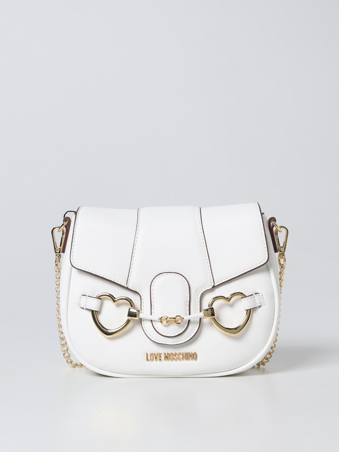 LOVE MOSCHINO: bag in synthetic leather with metal clamp White