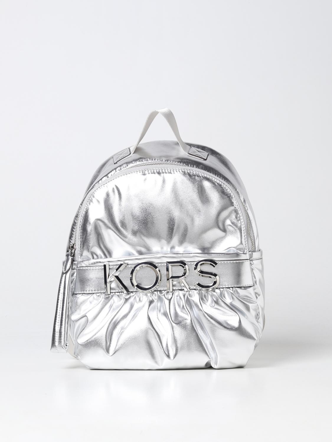 MICHAEL KORS ZAINO: Zaino Michael Kors in pelle sintetica laminata con maxi logo, Silver - Img 1
