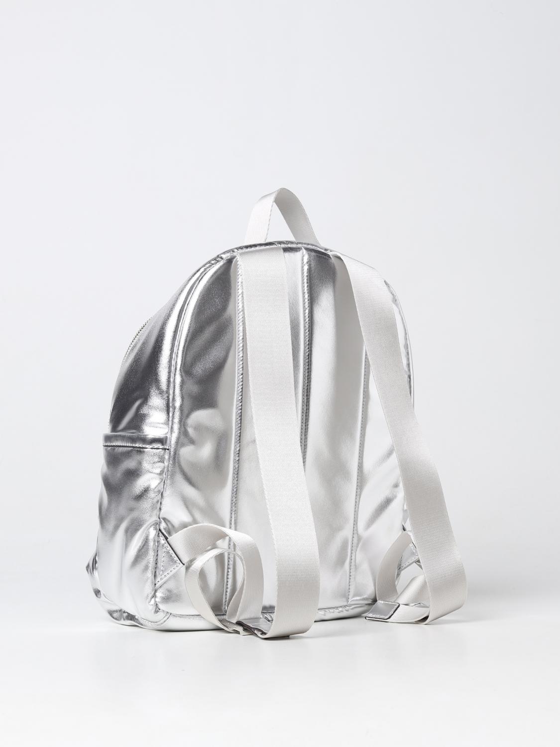 MICHAEL KORS ZAINO: Zaino Michael Kors in pelle sintetica laminata con maxi logo, Silver - Img 2