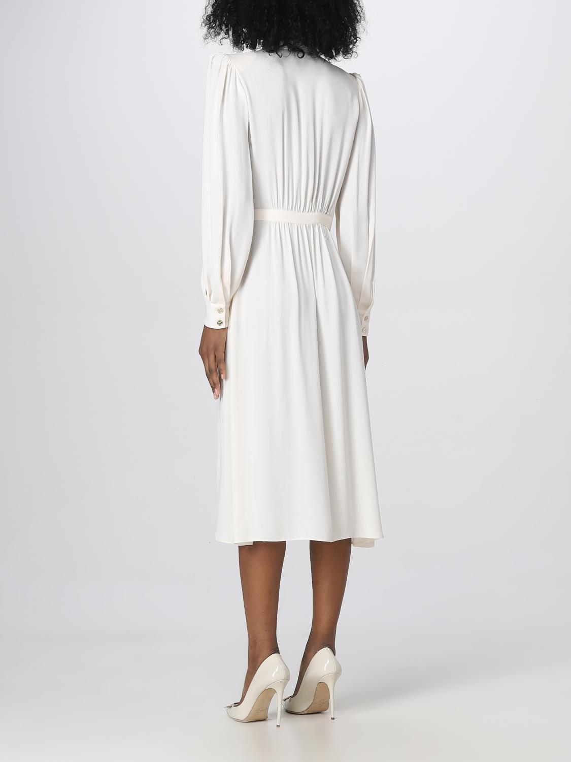 Elisabetta Franchi dress in georgette - White | AB324 | GIGLIO.COM