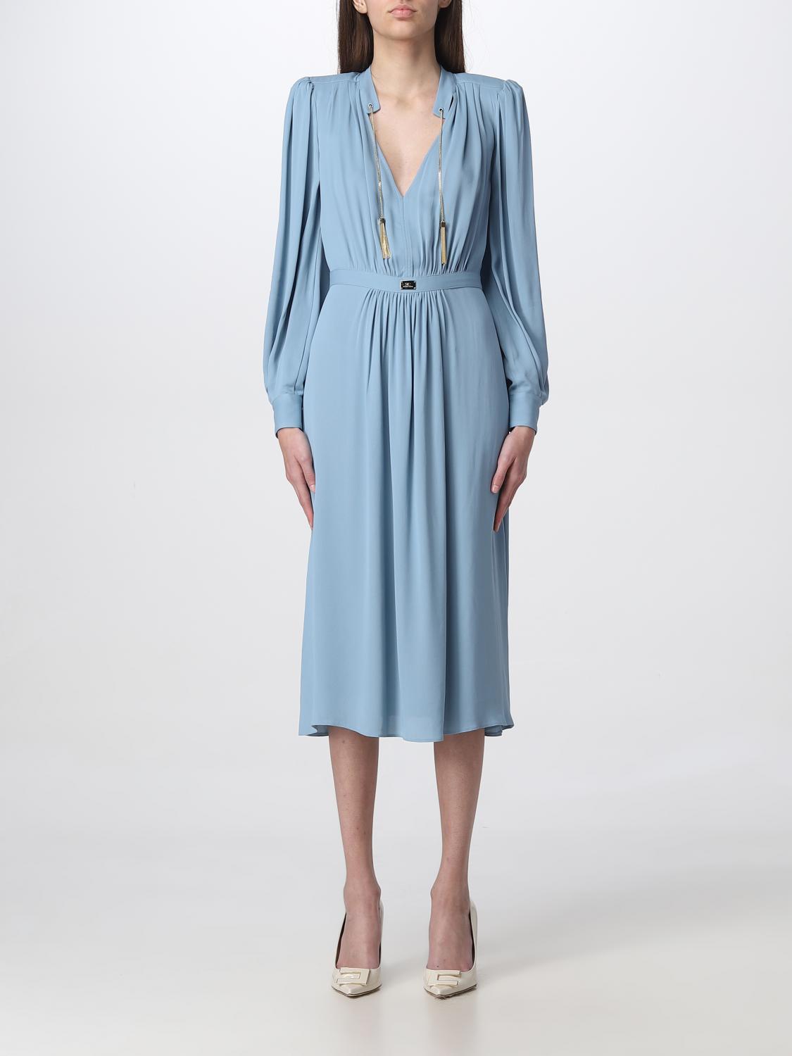 Elisabetta Franchi dress in georgette - Gnawed Blue | AB324