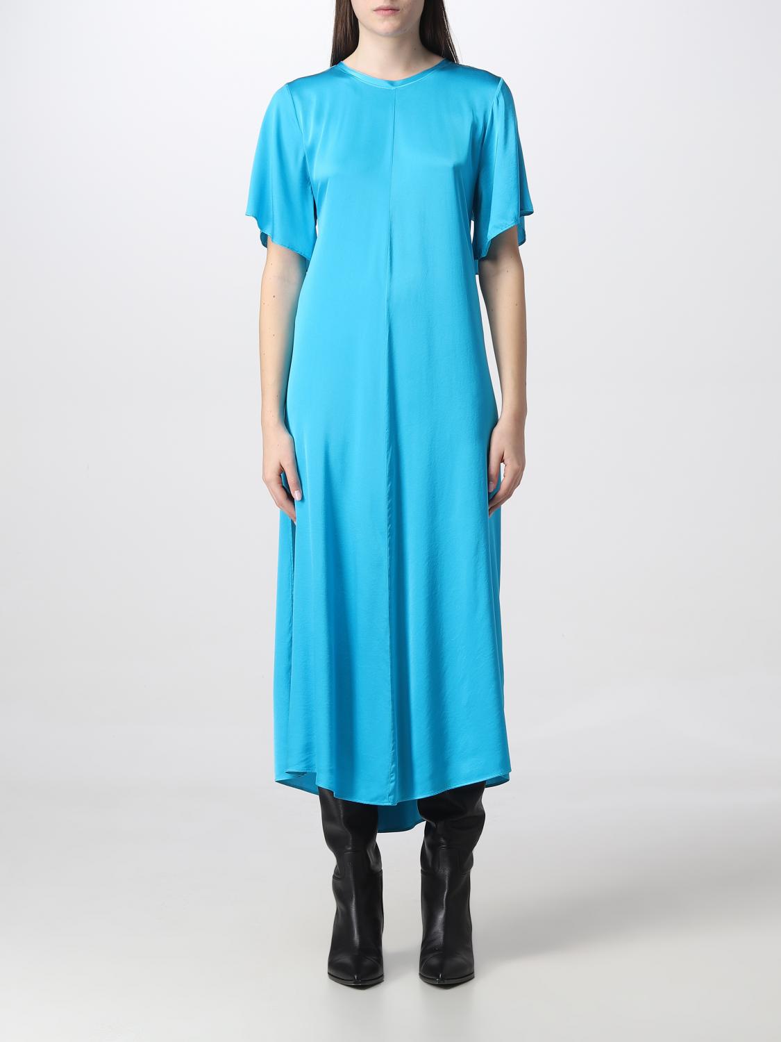 forte forte blue dress Forte Forte Metallic patterned-jacquard Midi Dress | Blue