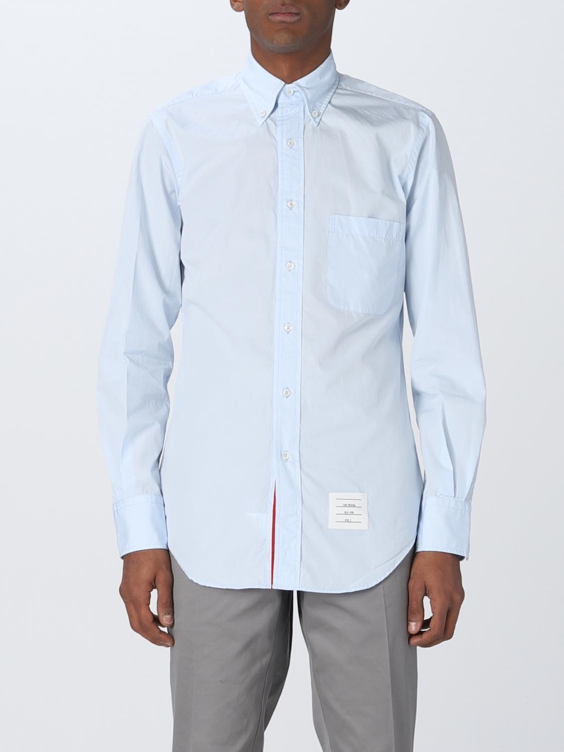 THOM BROWNE CAMICIA: Camicia Thom Browne in popeline, Blue - Img 1