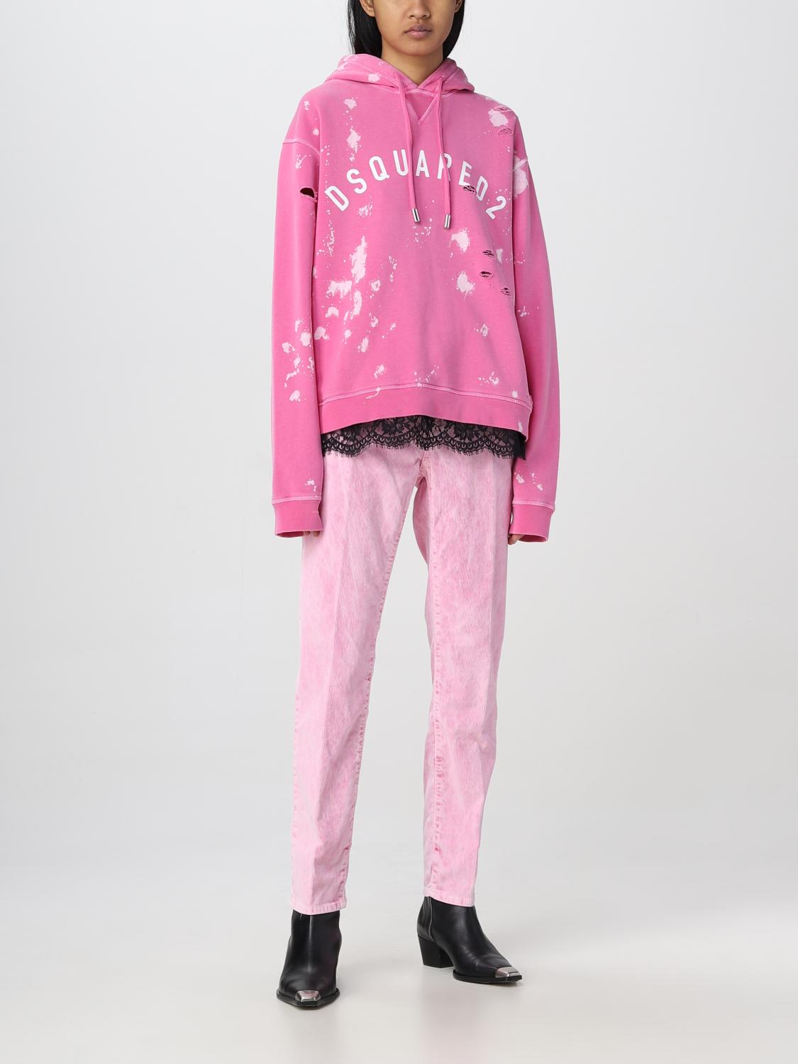 Dsquared2 sweatshirt in painted effect cotton - Fuchsia