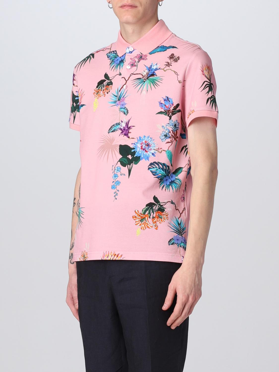 ETRO POLO: Polo Etro de punto con estampado floral, Fucsia - Img 4